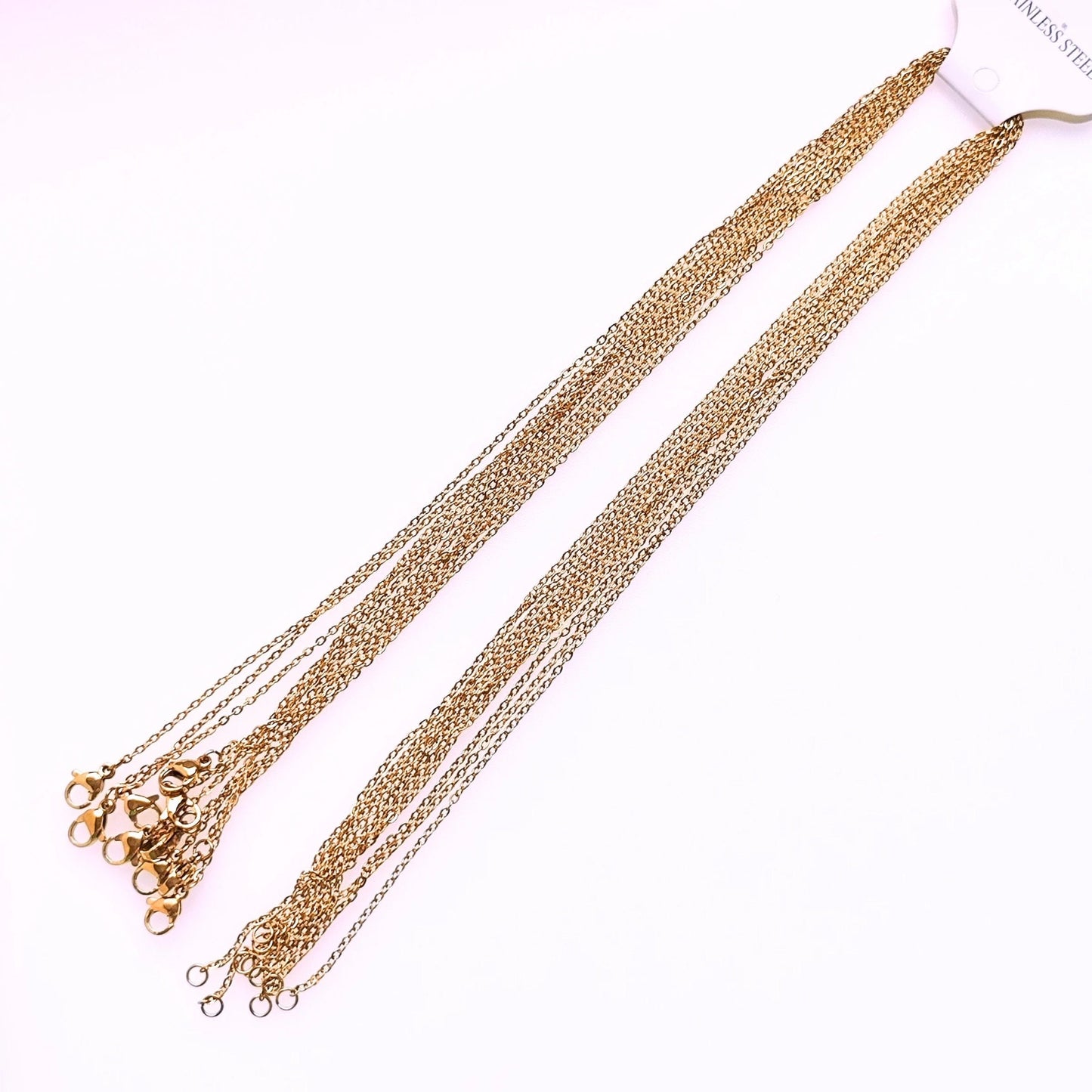 10/50 pcs Gold Plated Hypoallergenic Stainless Steel Cable Chains with Lobster Clasp, Wholesale Necklace Blank Jewelry Making 45/50cm Long