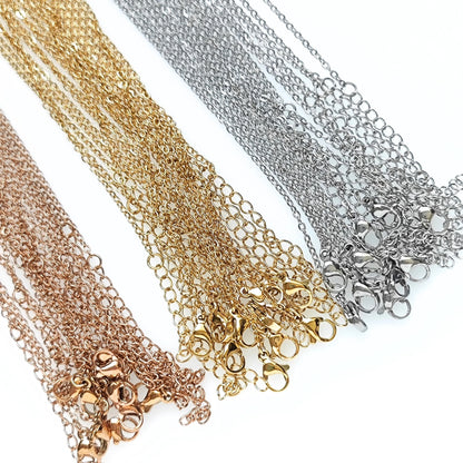 Bulk 100 pcs Hypoallergenic Stainless Steel Cable Chains Lobster Clasp, Necklace Blank for Jewelry Making 45/50mm Optional 5cm Extension