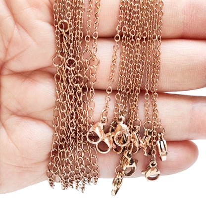 10/50 pcs Stainless Steel Cable Chains Lobster Clasp, Necklace Blank Jewelry Making 45/50cm Optional 5cm extension