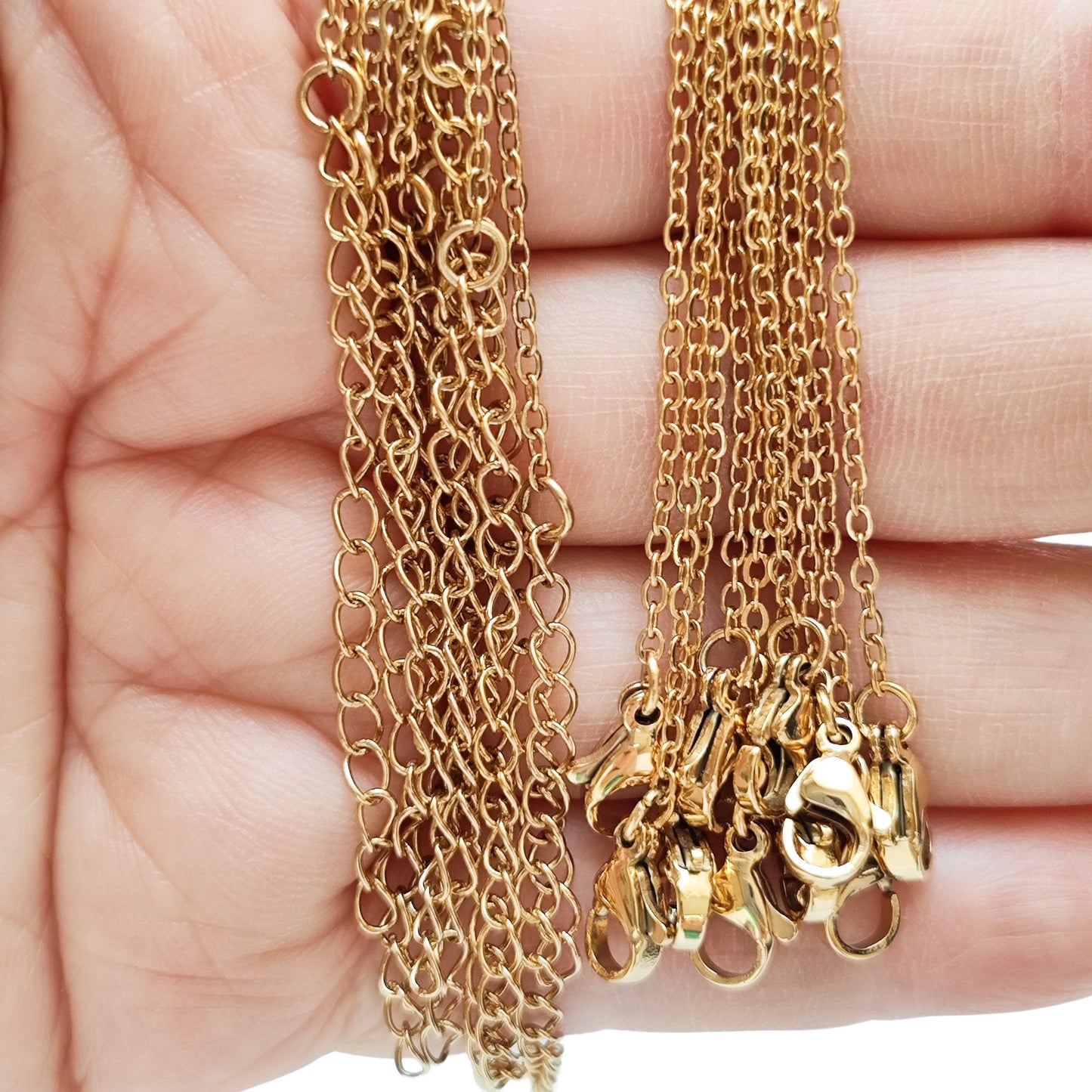10/50 pcs Stainless Steel Cable Chains Lobster Clasp, Necklace Blank Jewelry Making 45/50cm Optional 5cm extension