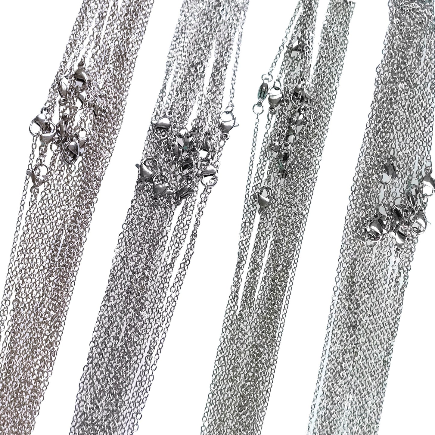Bulk 100pcs Hypoallergenic Stainless Steel Cable Chains with Lobster Clasp, Wholesale Necklace Blank for Jewelry Making Jewelry Supplies
