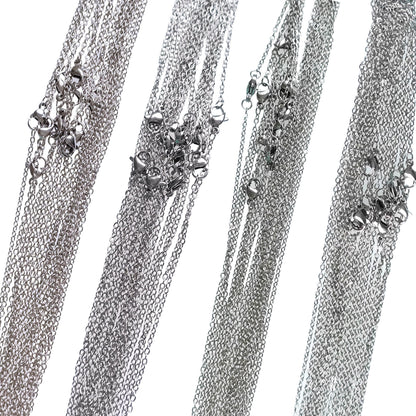 Bulk 100pcs Hypoallergenic Stainless Steel Cable Chains with Lobster Clasp, Wholesale Necklace Blank for Jewelry Making Jewelry Supplies