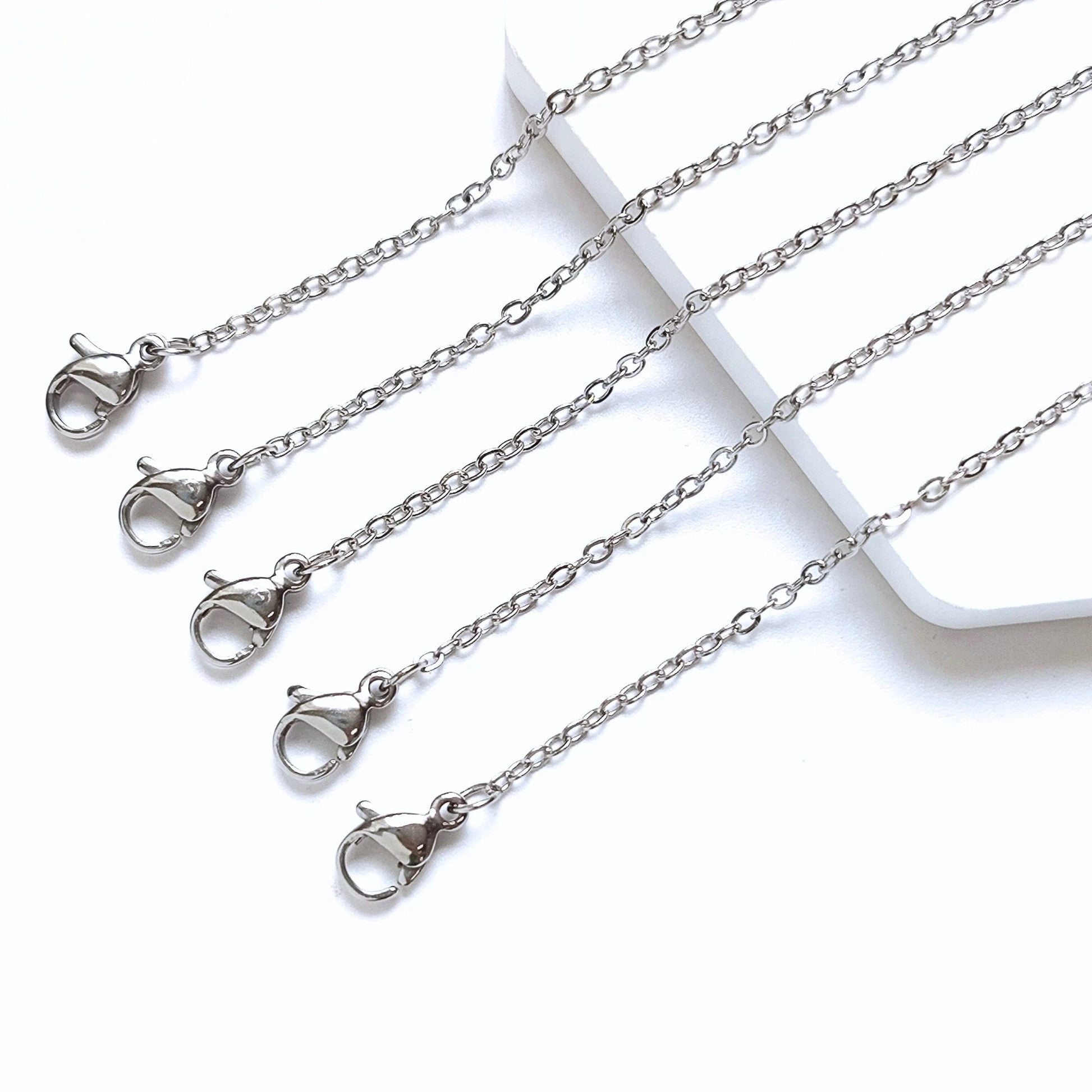 10pcs/50pcs Hypoallergenic Stainless Steel Cable Chains with Lobster Clasp, Wholesale Necklace Blank for Jewelry Making Jewelry Supplies