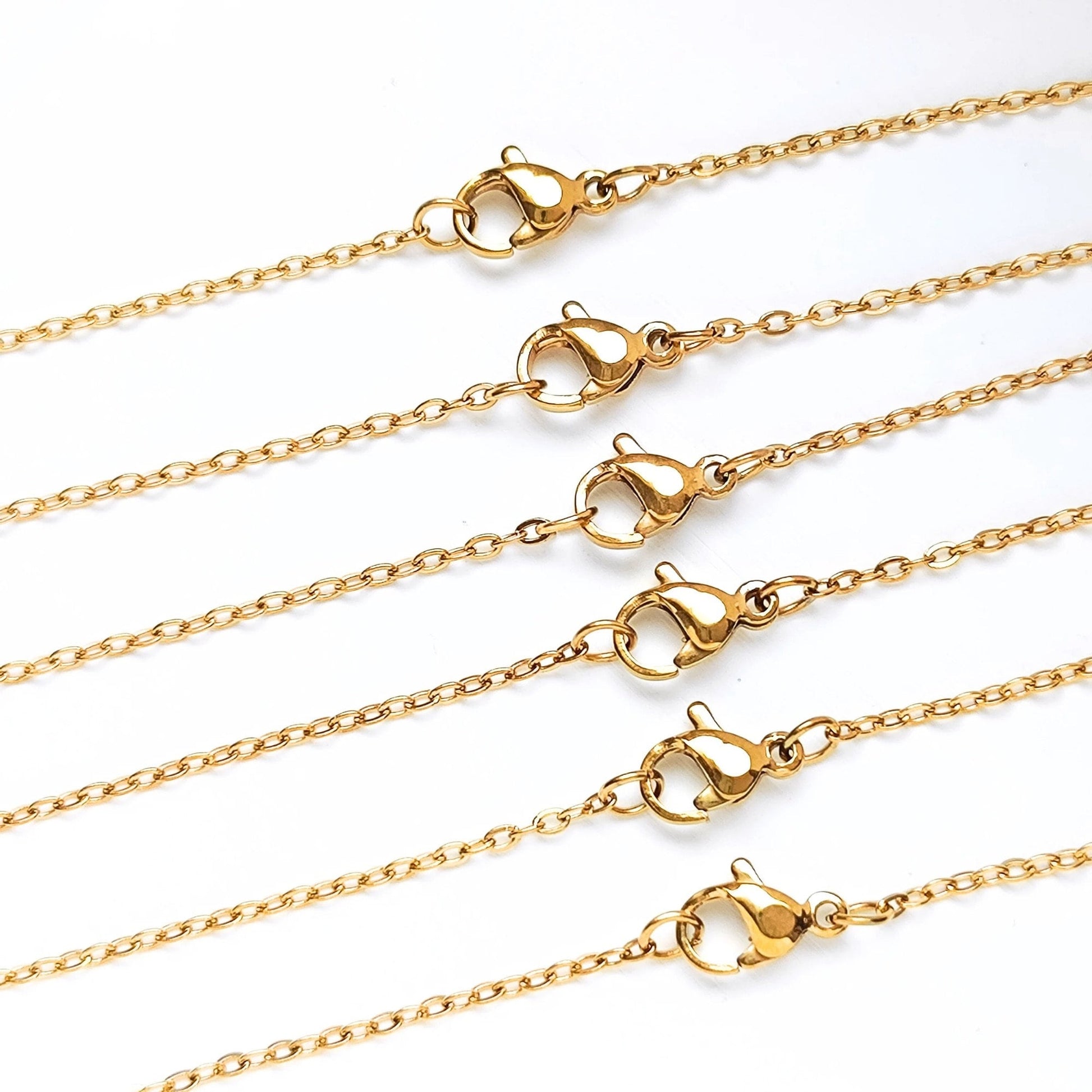 10/50 pcs Gold Plated Hypoallergenic Stainless Steel Cable Chains with Lobster Clasp, Wholesale Necklace Blank Jewelry Making 45/50cm Long