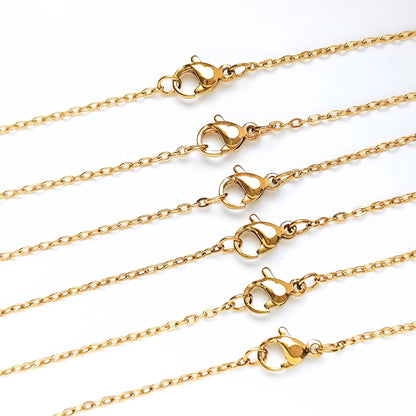 10/50 pcs Gold Plated Hypoallergenic Stainless Steel Cable Chains with Lobster Clasp, Wholesale Necklace Blank Jewelry Making 45/50cm Long