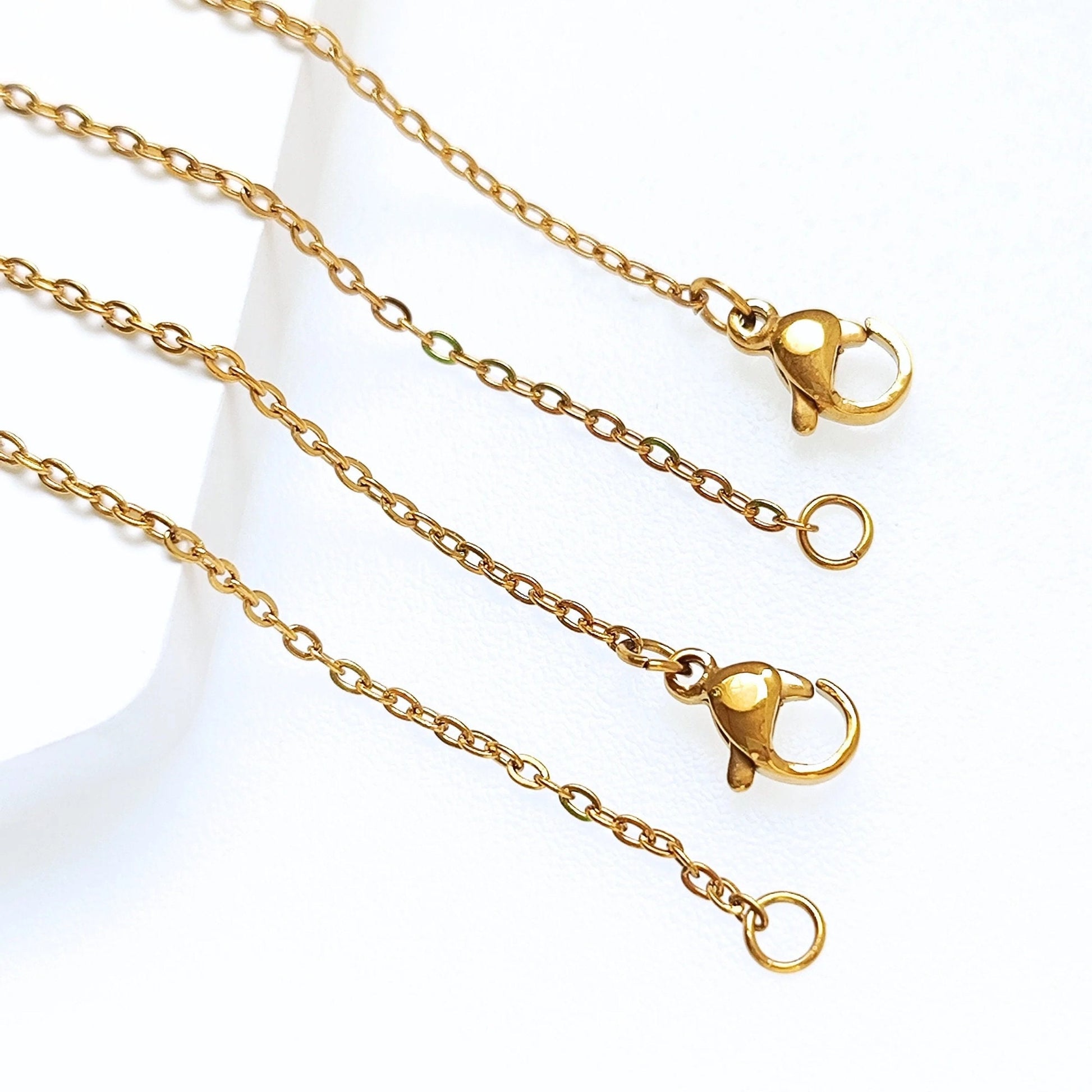 10/50 pcs Gold Plated Hypoallergenic Stainless Steel Cable Chains with Lobster Clasp, Wholesale Necklace Blank Jewelry Making 45/50cm Long