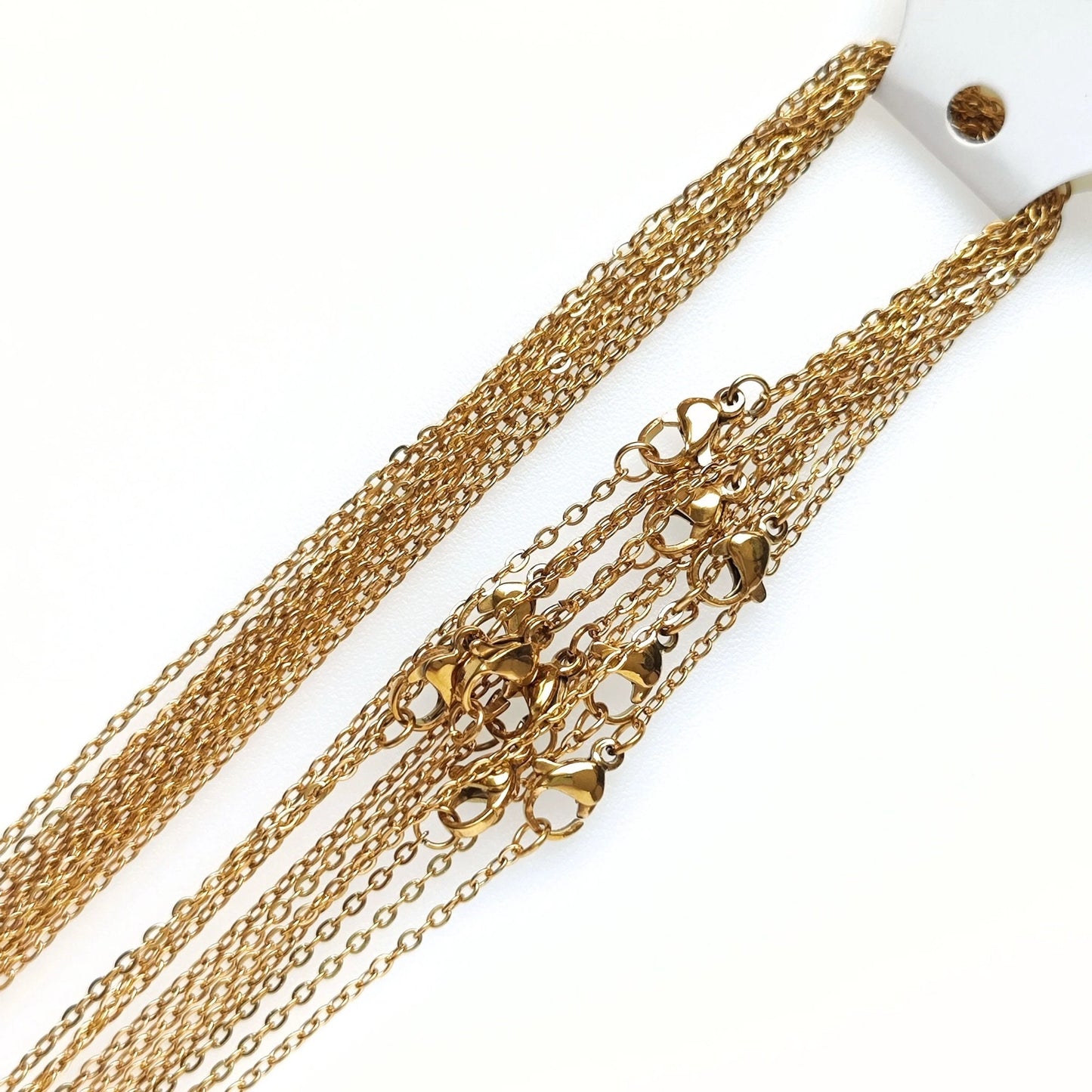 Bulk 100pcs pcs Gold Plated Stainless Steel Cable Chains Lobster Clasp, Necklace Blank Jewelry Making 45/50cm Optional 5cm extension