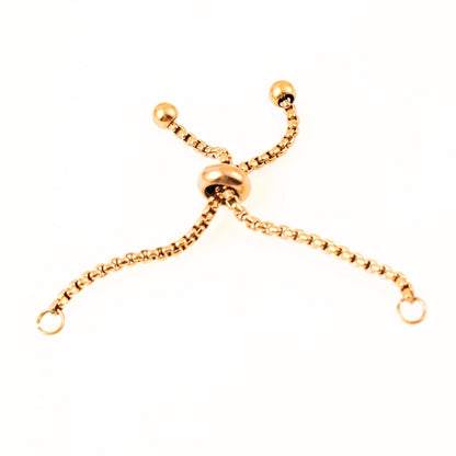 5cm Long 1.8mm Stainless Steel Adjustable Bolo Bracelet for Jewelry Making, Waterproof Slider Clasp Box Chain Blank Semi Finished Supplies