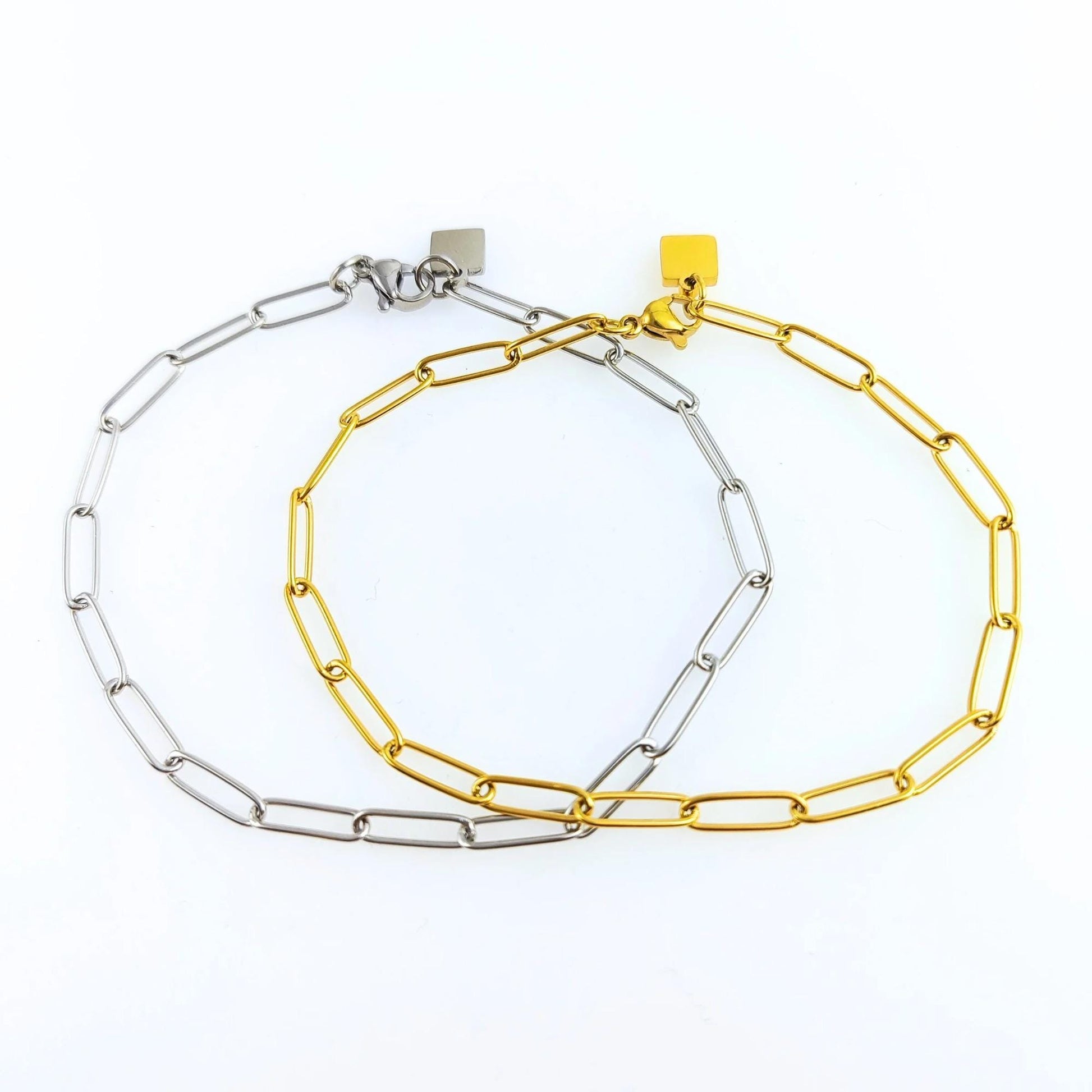 10pcs Stainless Steel Paperclip Chain Bracelet Wholesale, 20cm long Tarnish Resistant Dainty Chain for Jewelry Making