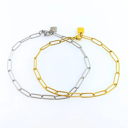 10pcs Stainless Steel Paperclip Chain Bracelet Wholesale, 20cm long Tarnish Resistant Dainty Chain for Jewelry Making