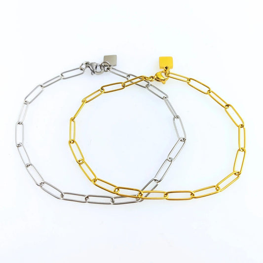 10pcs Stainless Steel Paperclip Chain Bracelet Wholesale, 20cm long Tarnish Resistant Dainty Chain for Jewelry Making