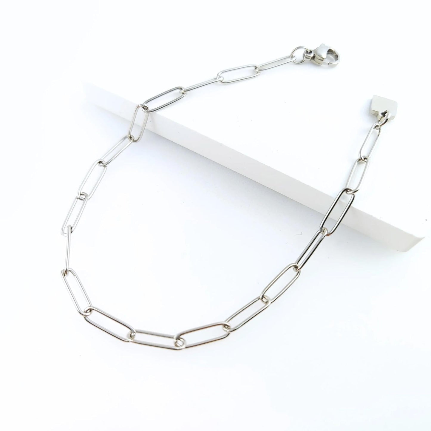 10pcs Stainless Steel Paperclip Chain Bracelet Wholesale, 20cm long Tarnish Resistant Dainty Chain for Jewelry Making