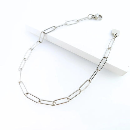 10pcs Stainless Steel Paperclip Chain Bracelet Wholesale, 20cm long Tarnish Resistant Dainty Chain for Jewelry Making