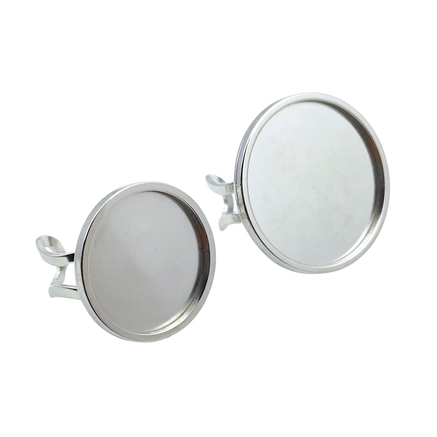 10pcs Stainless Steel 316L Round Thick Rim Ring Bezel Setting Blanks DIY Adjustable Finger Ring Base Cabochon Jewelry Findings 20mm / 25mm