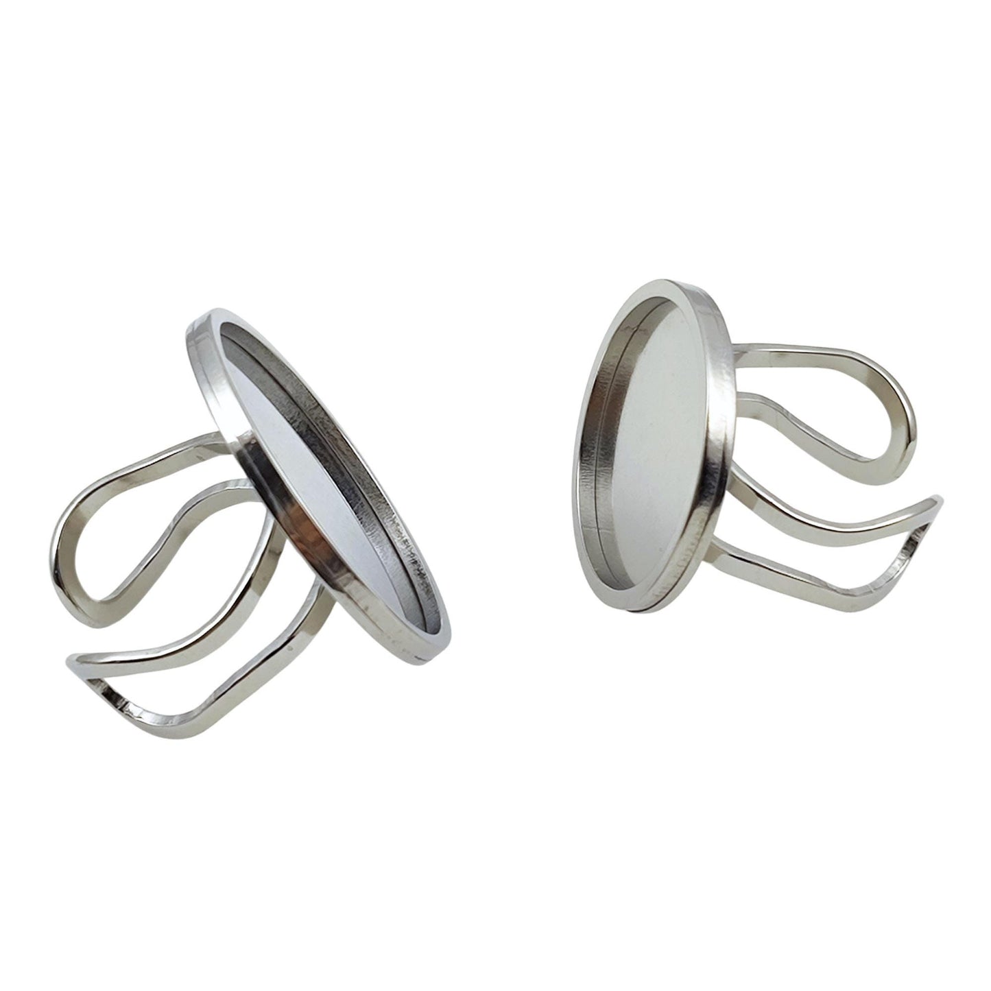 10pcs Stainless Steel 316L Round Thick Rim Ring Bezel Setting Blanks DIY Adjustable Finger Ring Base Cabochon Jewelry Findings 20mm / 25mm