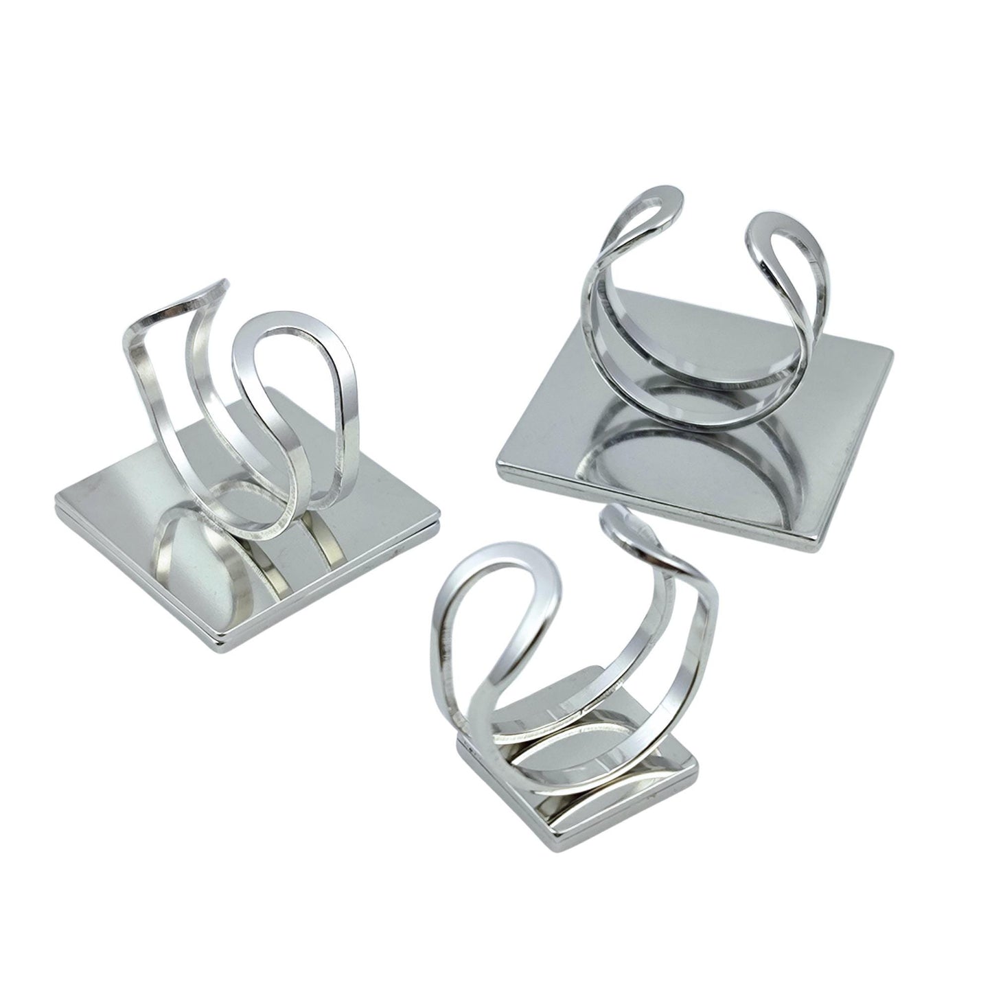 10pcs Stainless Steel 316L Square Thick Rim Ring Bezel Setting Blanks DIY Adjustable Finger Ring Base Jewelry Findings 10mm / 20mm / 25mm