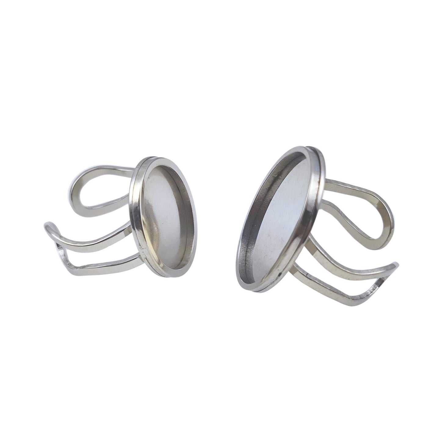 10pcs Stainless Steel Oval Thick Rim Ring Bezel Setting Blanks DIY Adjustable Finger Ring Base Cabochon Jewelry Findings 13x18mm/18x25mm