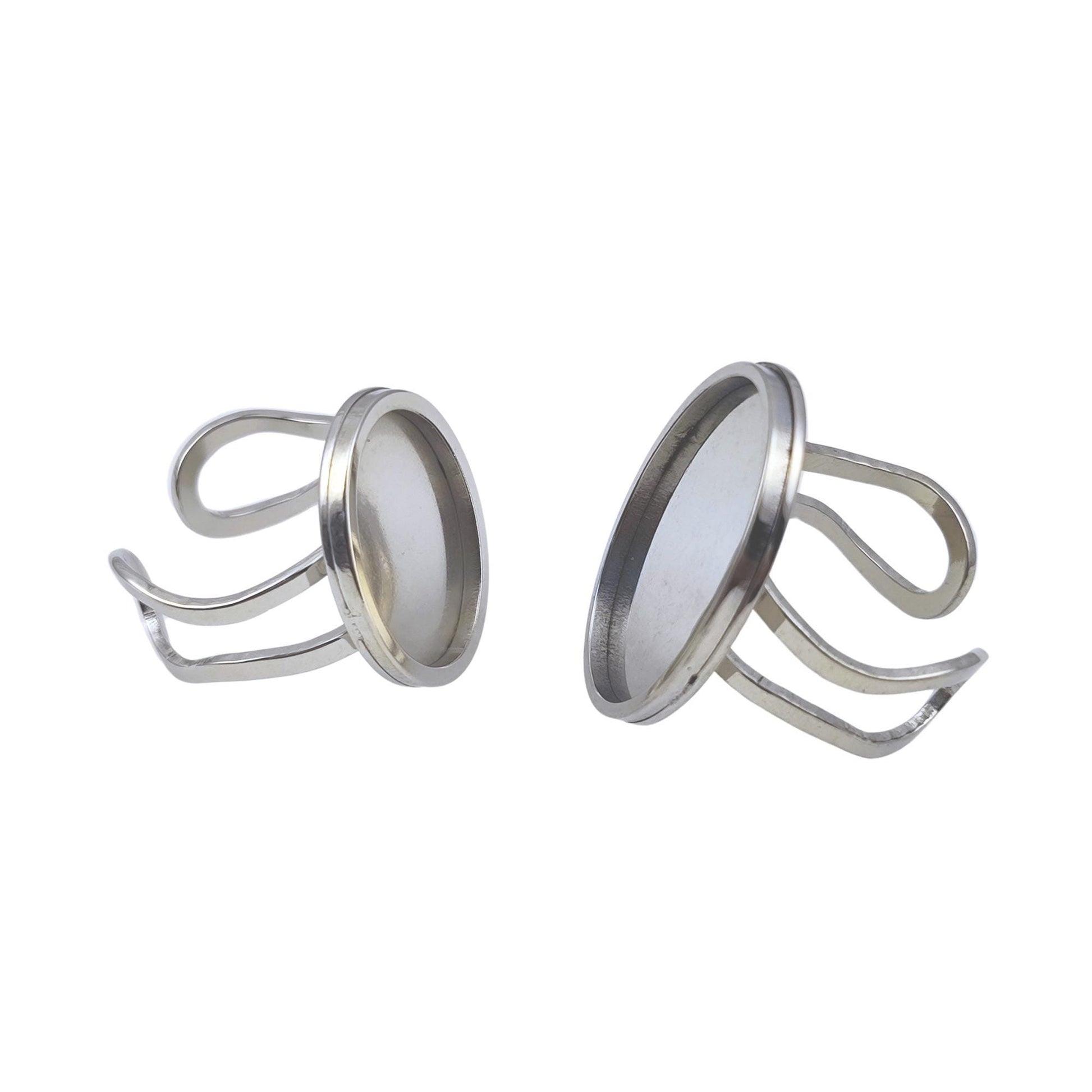 10pcs Stainless Steel Oval Thick Rim Ring Bezel Setting Blanks DIY Adjustable Finger Ring Base Cabochon Jewelry Findings 13x18mm/18x25mm