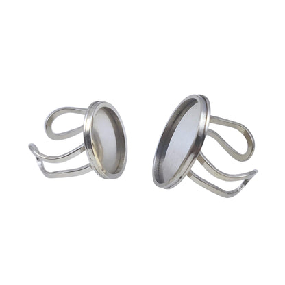 10pcs Stainless Steel Oval Thick Rim Ring Bezel Setting Blanks DIY Adjustable Finger Ring Base Cabochon Jewelry Findings 13x18mm/18x25mm