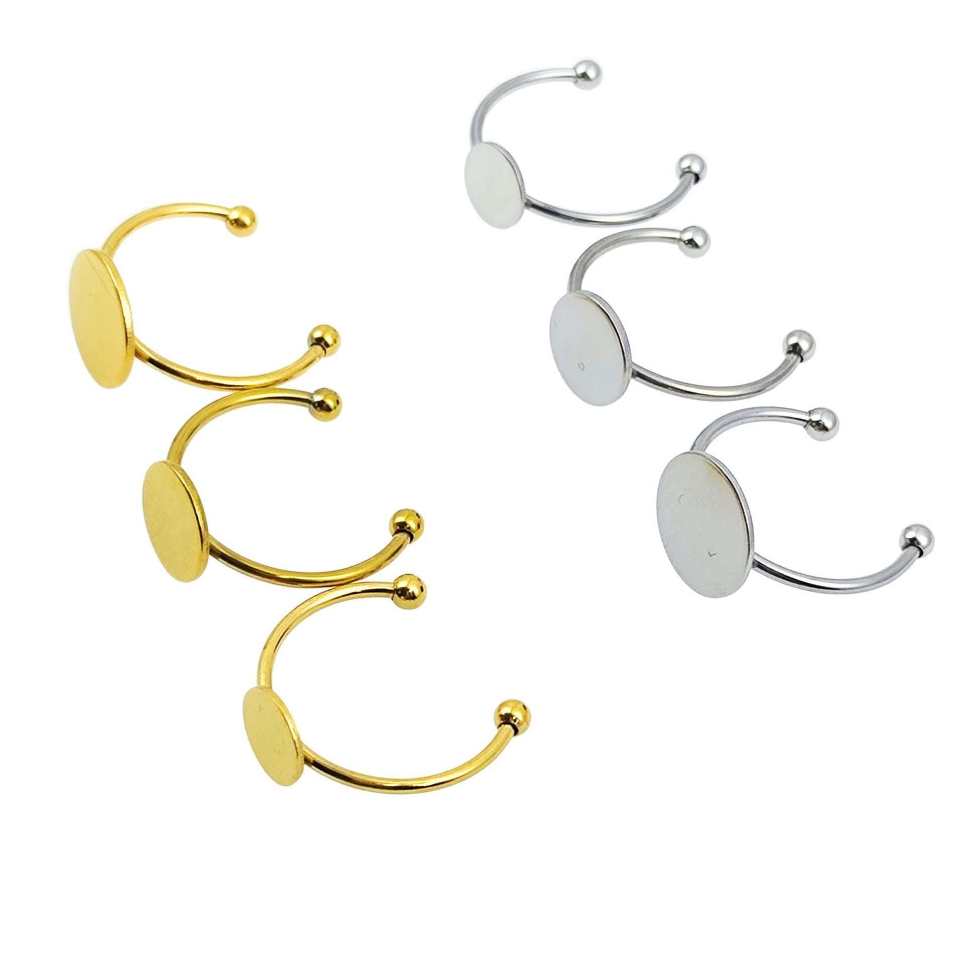 Stainless Steel DIY Finger Ring Blanks, 8-12mm Bezel Setting (10/30pcs)