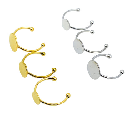 Stainless Steel DIY Finger Ring Blanks, 8-12mm Bezel Setting (10/30pcs)
