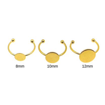 Stainless Steel DIY Finger Ring Blanks, 8-12mm Bezel Setting (10/30pcs)