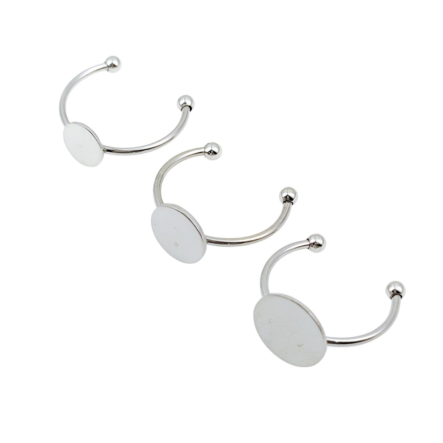 Stainless Steel DIY Finger Ring Blanks, 8-12mm Bezel Setting (10/30pcs)