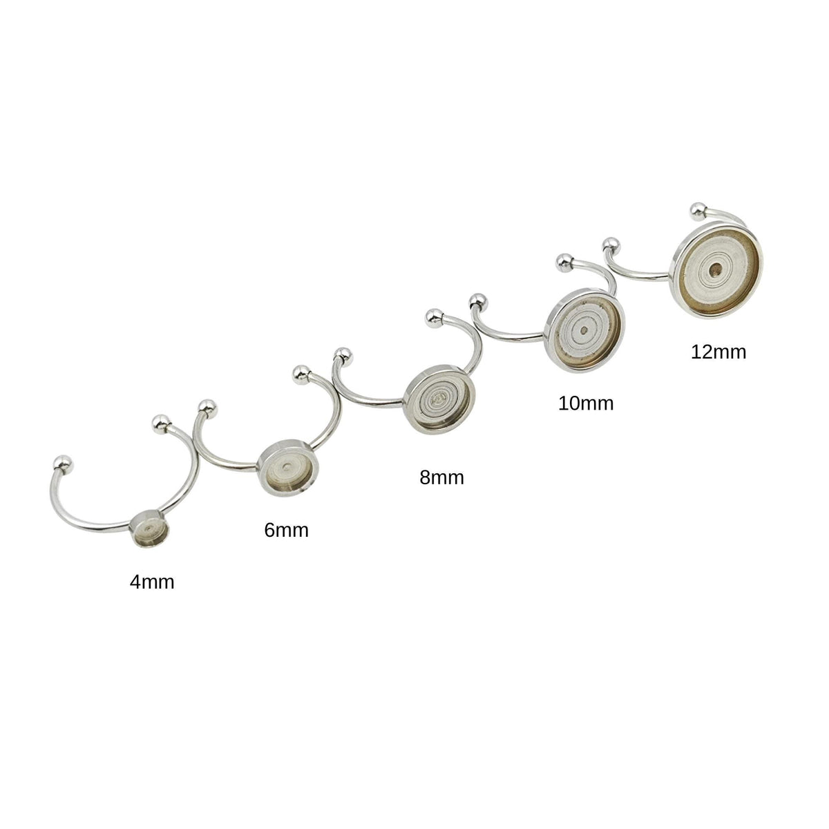 Stainless Steel Ring Blanks: Round Bezel Tray, DIY Jewelry (4-12mm)