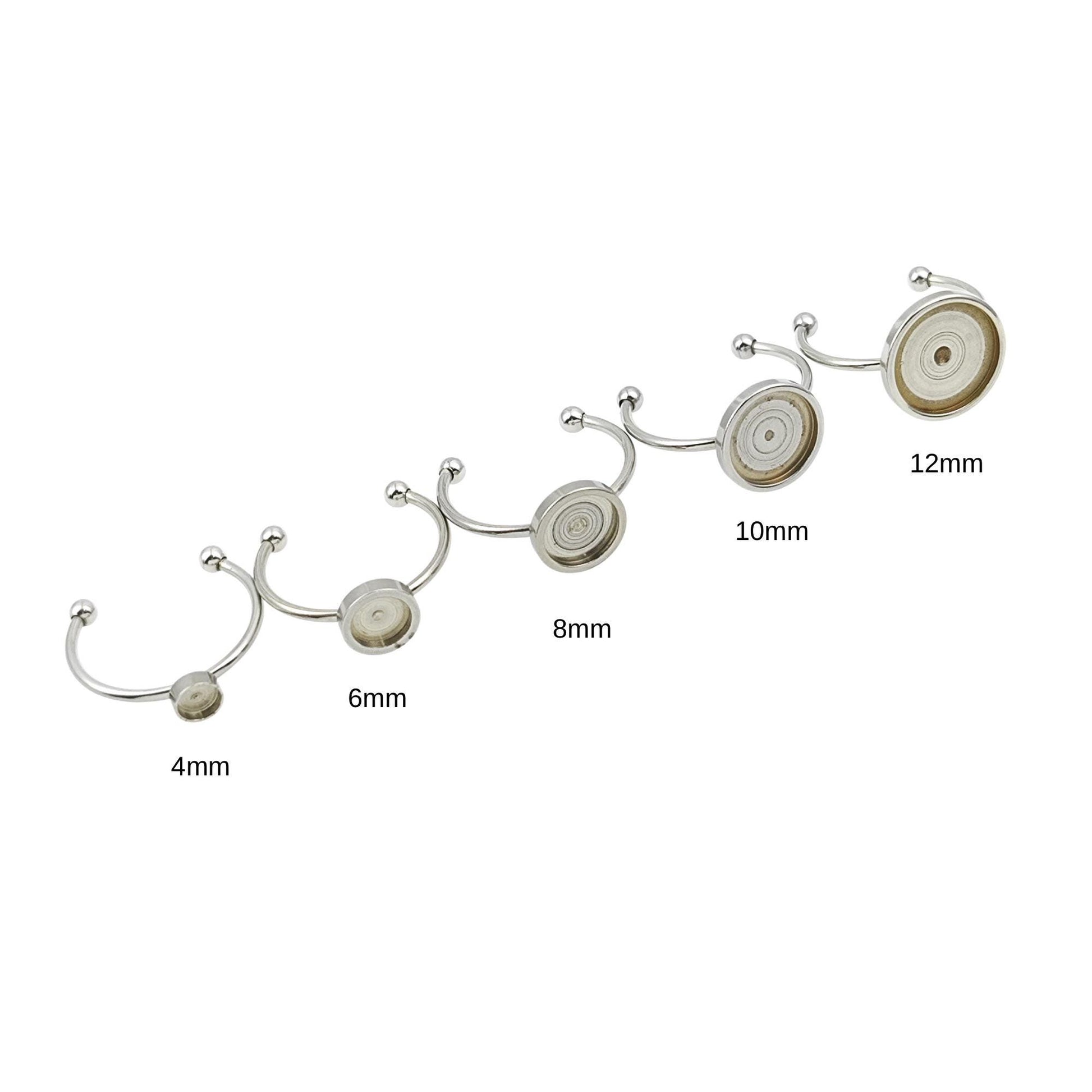 Stainless Steel Ring Blanks: Round Bezel Tray, DIY Jewelry (4-12mm)