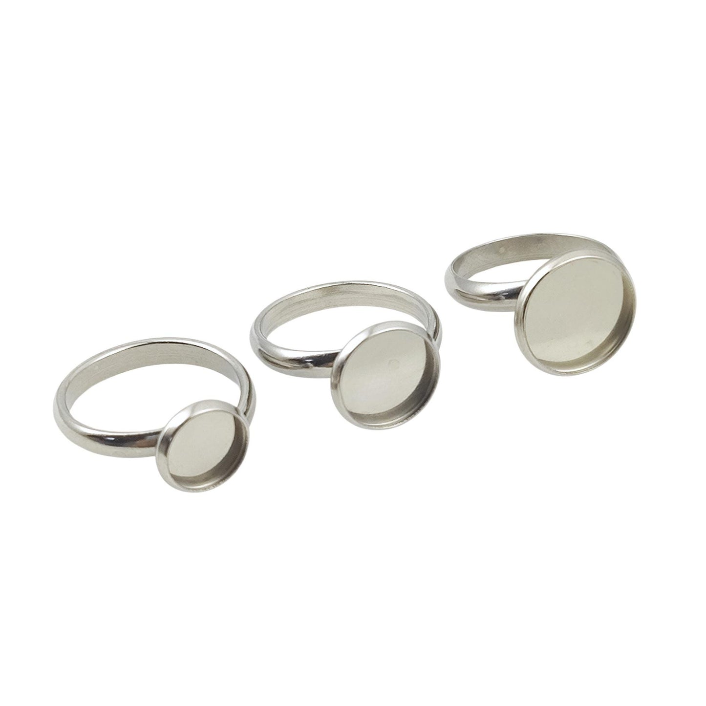 Stainless Steel Bezel Ring Blank, DIY Jewelry Findings (8mm to 12mm)