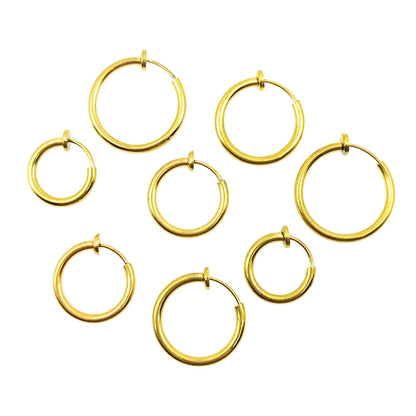 10pcs Stainless Steel Clip-on Hoop Earrings, No Pierce Jewelry