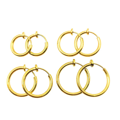 10pcs Stainless Steel Clip-on Hoop Earrings, No Pierce Jewelry