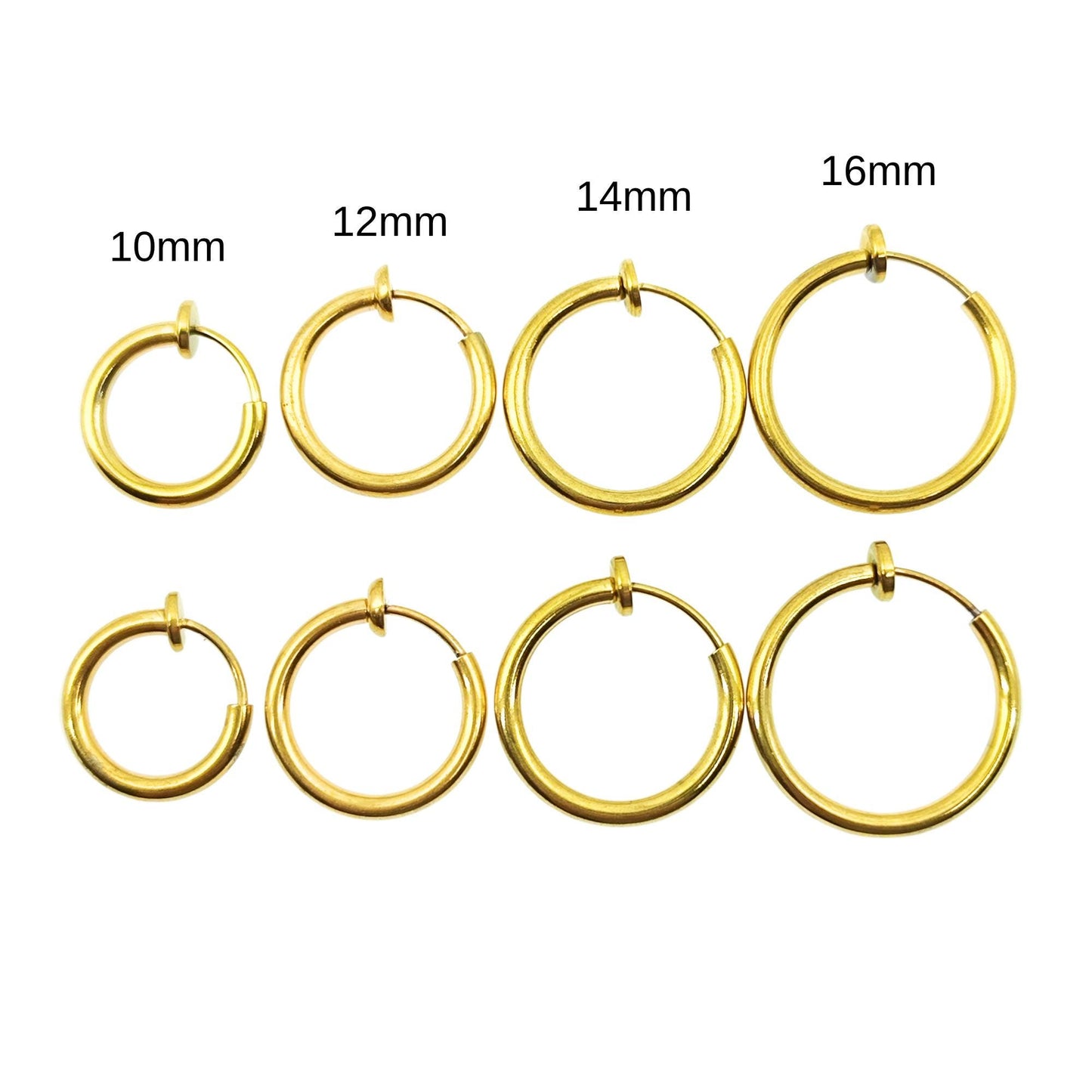 10pcs Stainless Steel Clip-on Hoop Earrings, No Pierce Jewelry