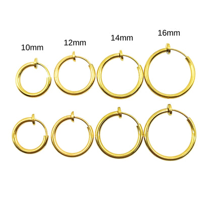 10pcs Stainless Steel Clip-on Hoop Earrings, No Pierce Jewelry