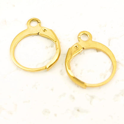 20/100pcs 18K Gold Plated Round Lever Back Ear Wire French Hinge Earrings Ear hook Connector Jewelry Findings Making