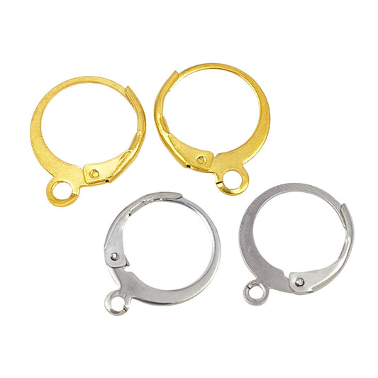 20/100pcs 18K Gold Plated Round Lever Back Ear Wire French Hinge Earrings Ear hook Connector Jewelry Findings Making