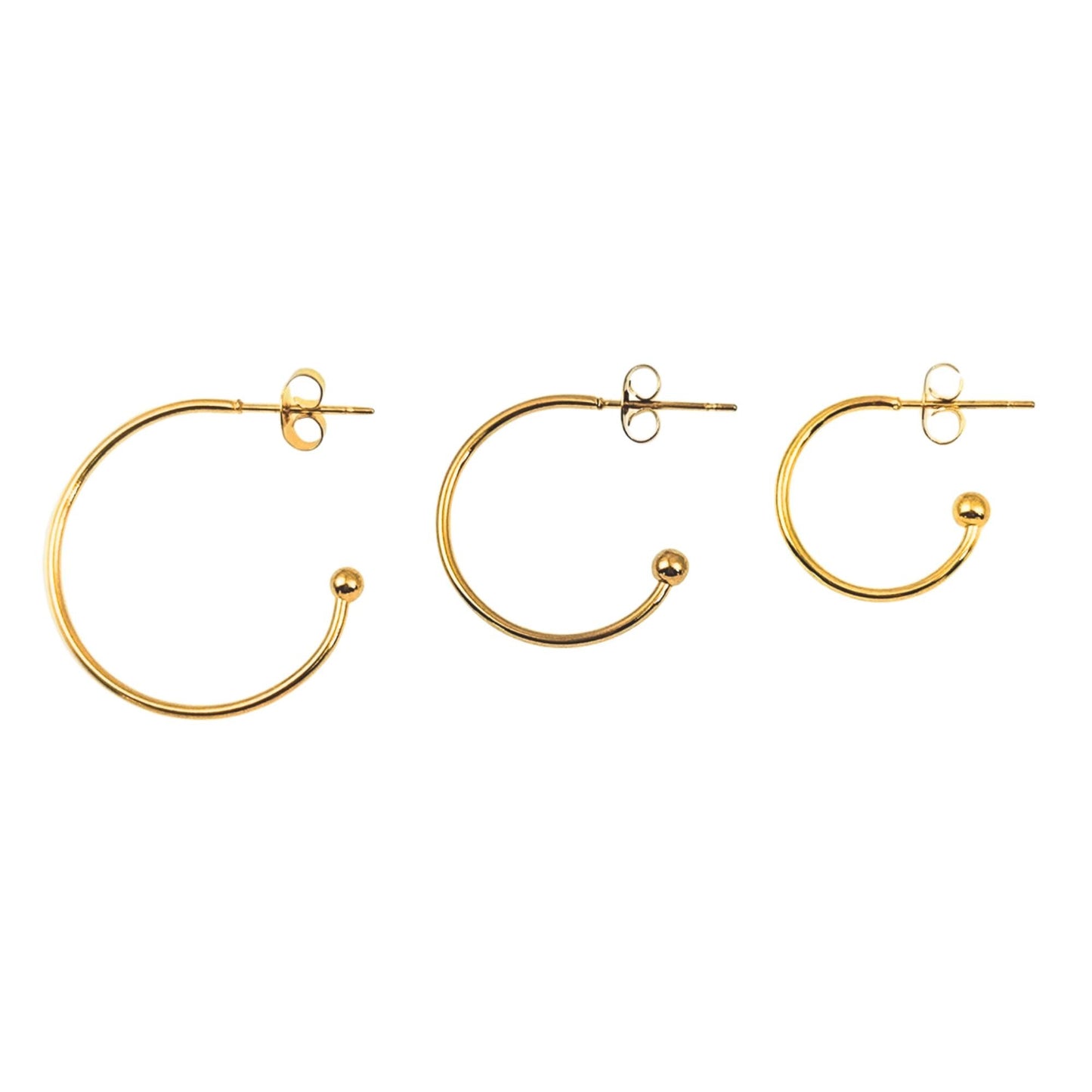 10pcs 15/20/25mm Gold Plated Stainless Steel Hoop C Shape Ball End Earrings Classic Earrings Lightweight Hoop Earrings With Backs DIY