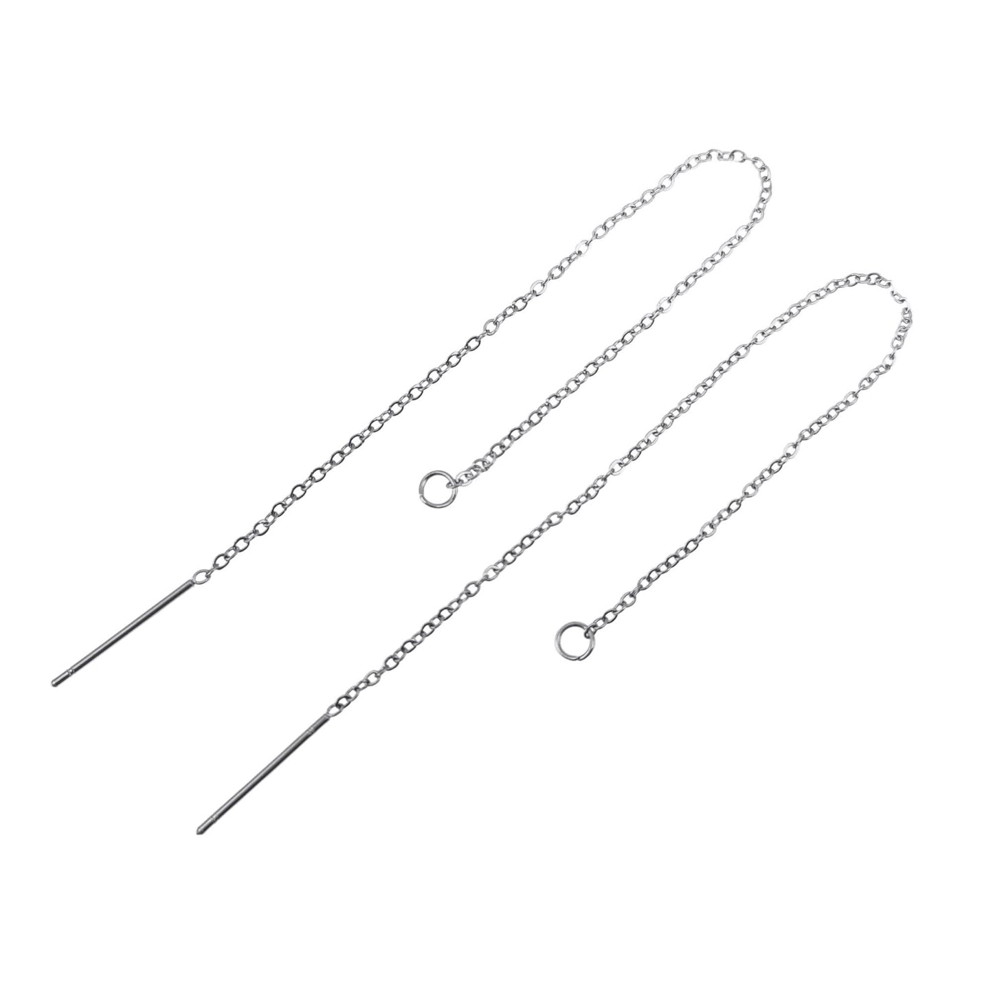 Stainless Steel Ear Thread O link Dangle Chain Ear Threader Earrings Pull Through Earring Hypoallergenic 5 pairs / 25 pairs