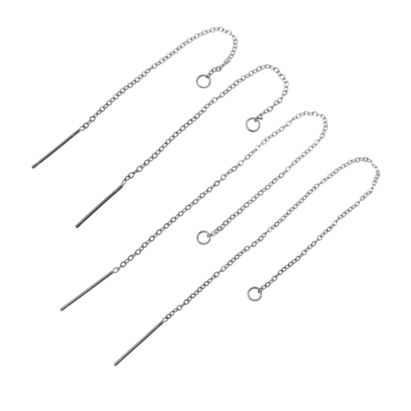 Stainless Steel Ear Thread O link Dangle Chain Ear Threader Earrings Pull Through Earring Hypoallergenic 5 pairs / 25 pairs
