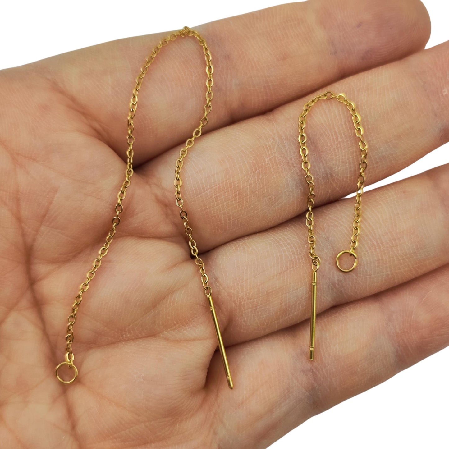 Stainless Steel Ear Thread O link Dangle Chain Ear Threader Earrings Pull Through Earring Hypoallergenic 5 pairs / 25 pairs