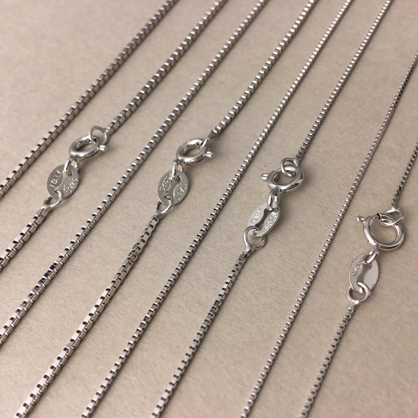 Dainty 925 Sterling Silver Blank Box Chain for Jewelry Making, Thin Finished Necklace Chain Bulk, Tarnish Resistant Artisan Supplies