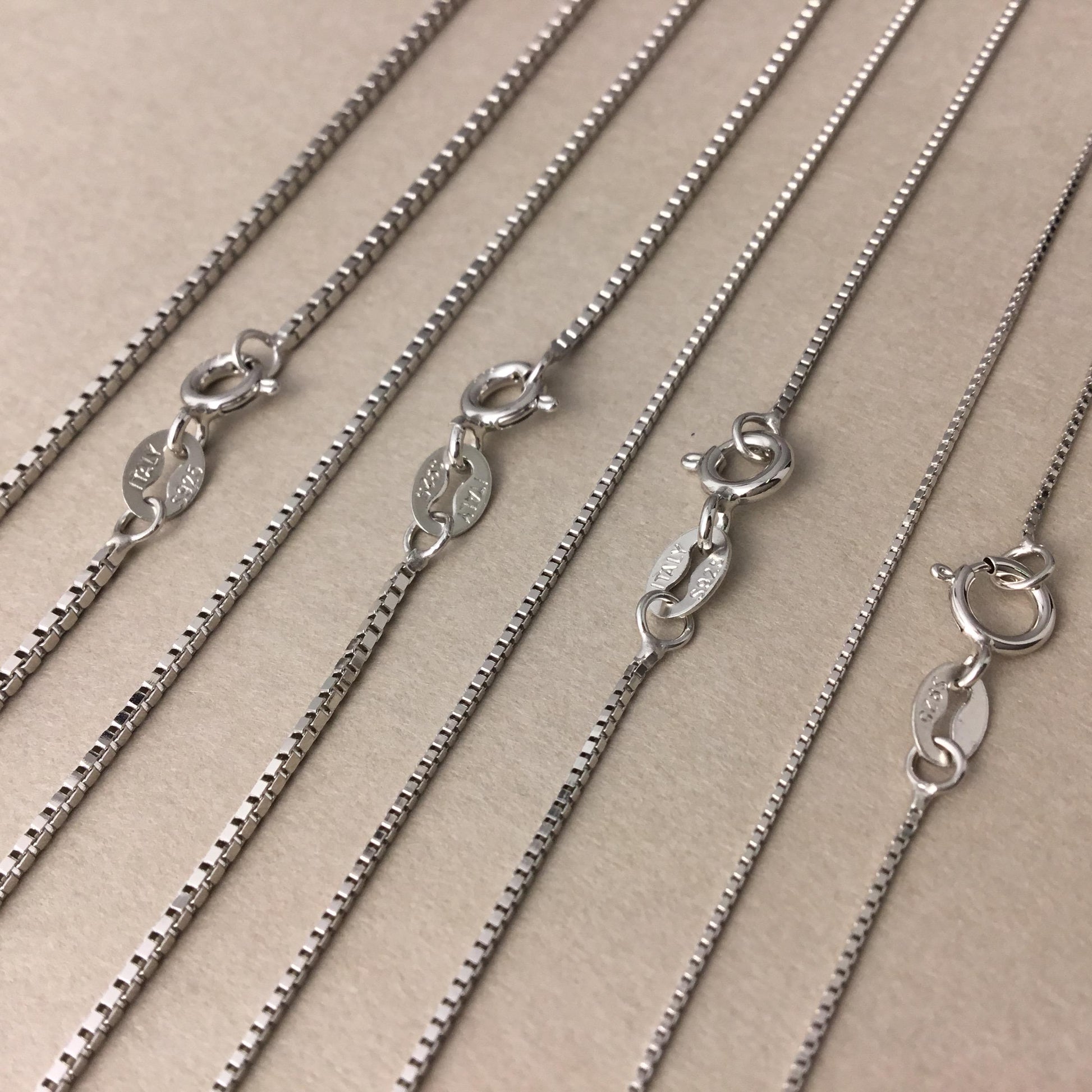 Dainty 925 Sterling Silver Blank Box Chain for Jewelry Making, Thin Finished Necklace Chain Bulk, Tarnish Resistant Artisan Supplies