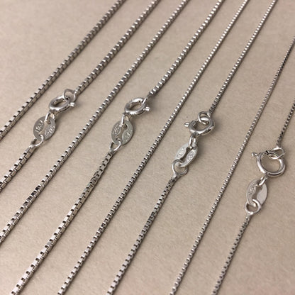 Dainty 925 Sterling Silver Blank Box Chain for Jewelry Making, Thin Finished Necklace Chain Bulk, Tarnish Resistant Artisan Supplies