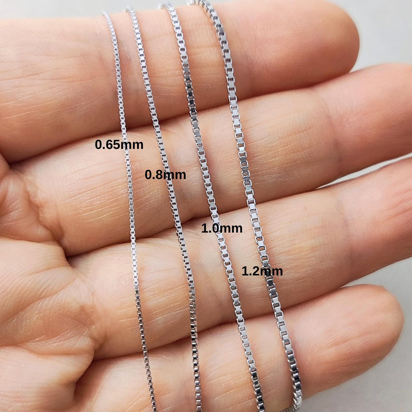 Dainty 925 Sterling Silver Blank Box Chain for Jewelry Making, Thin Finished Necklace Chain Bulk, Tarnish Resistant Artisan Supplies