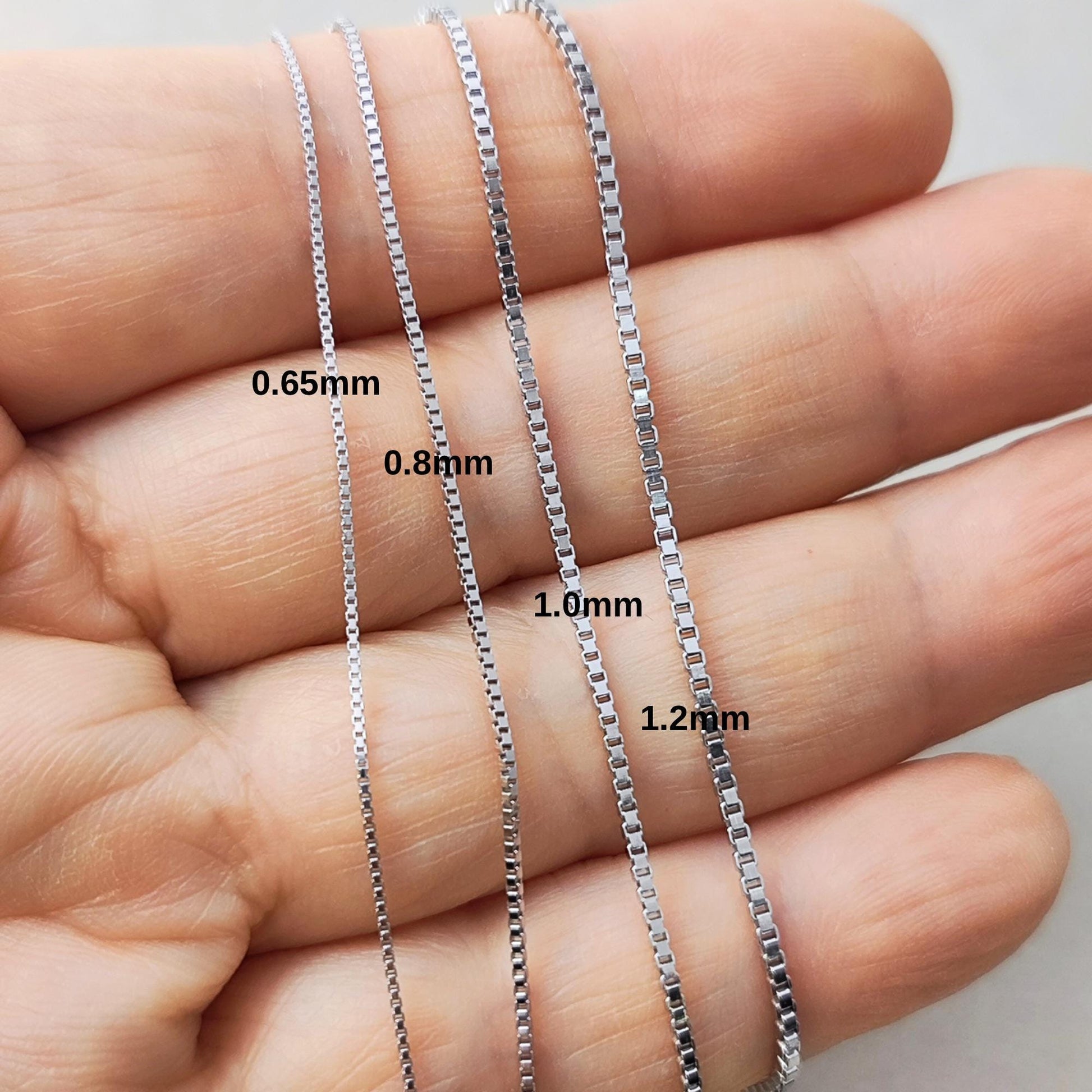 Dainty 925 Sterling Silver Blank Box Chain for Jewelry Making, Thin Finished Necklace Chain Bulk, Tarnish Resistant Artisan Supplies
