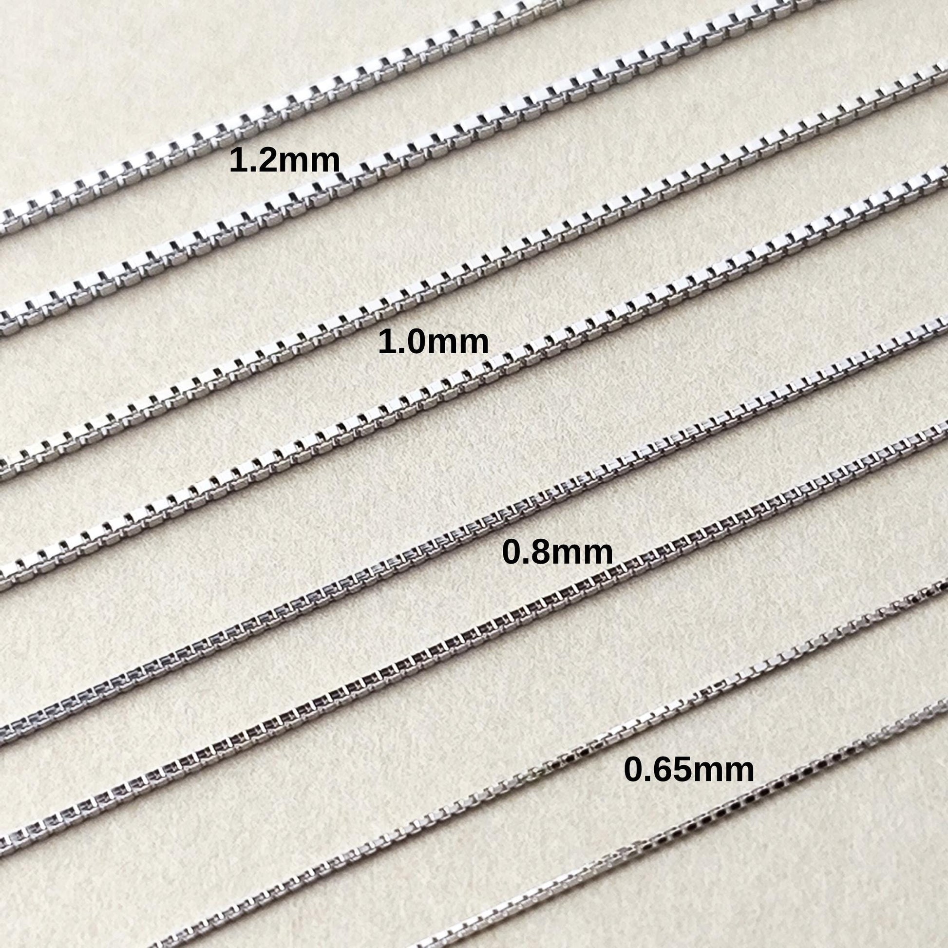 Dainty 925 Sterling Silver Blank Box Chain for Jewelry Making, Thin Finished Necklace Chain Bulk, Tarnish Resistant Artisan Supplies