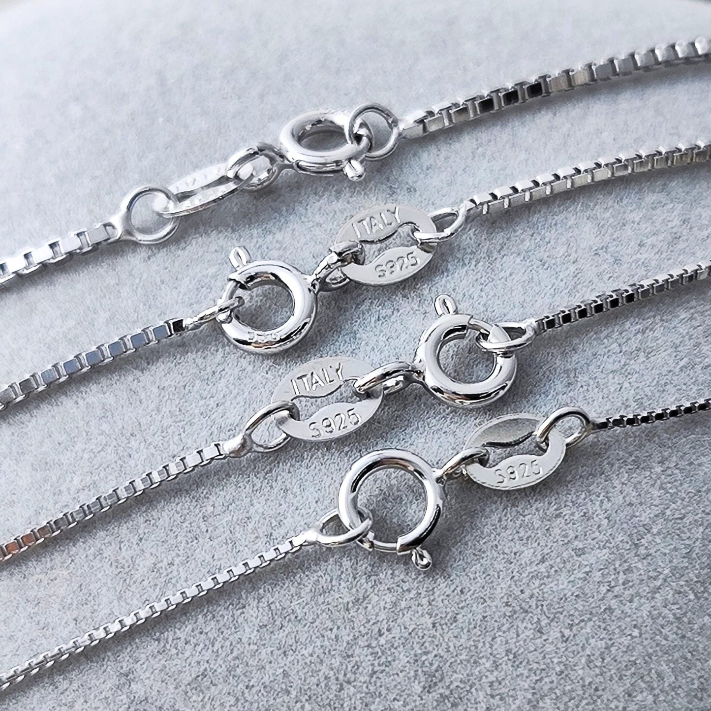 Dainty 925 Sterling Silver Blank Box Chain for Jewelry Making, Thin Finished Necklace Chain Bulk, Tarnish Resistant Artisan Supplies
