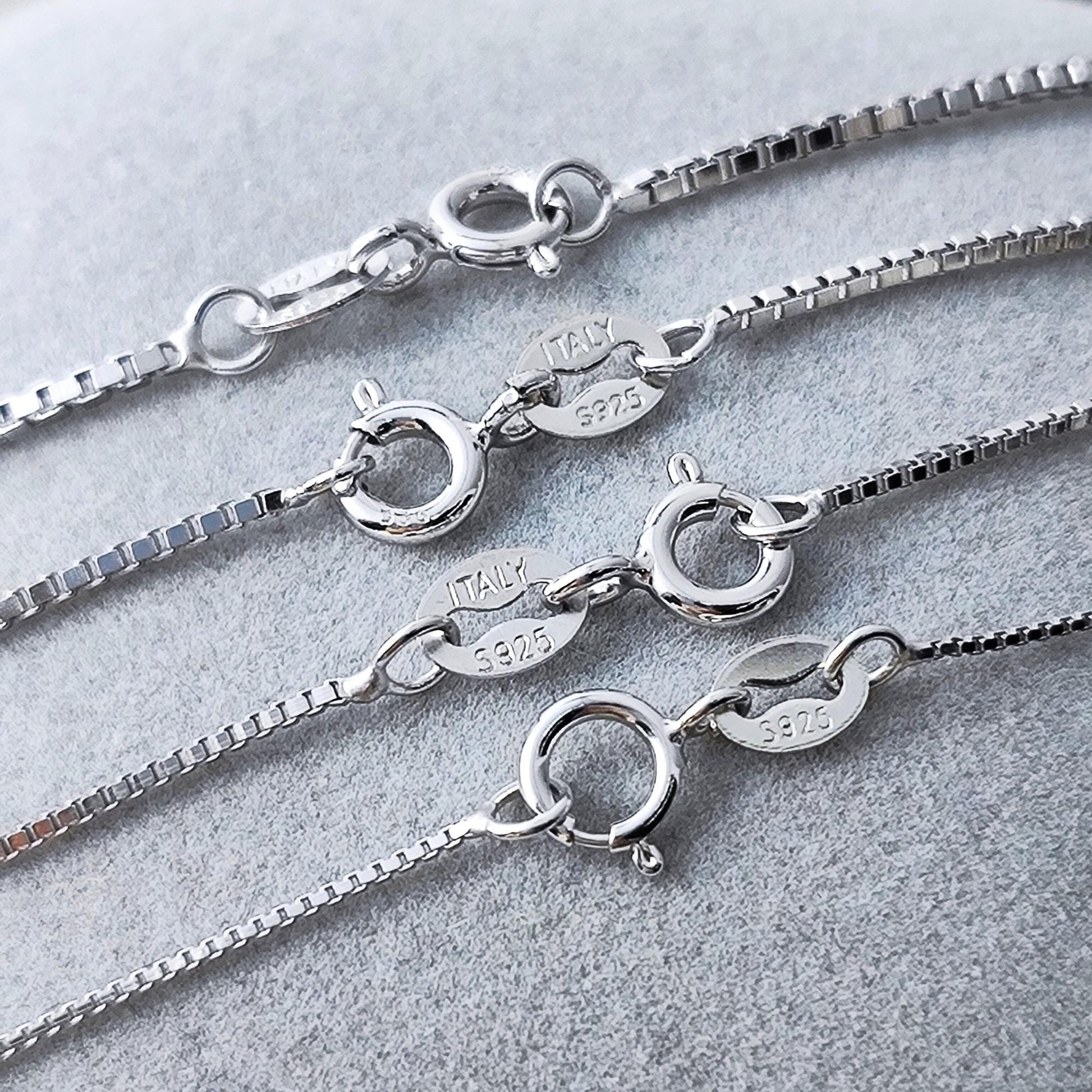Dainty 925 Sterling Silver Blank Box Chain for Jewelry Making, Thin Finished Necklace Chain Bulk, Tarnish Resistant Artisan Supplies