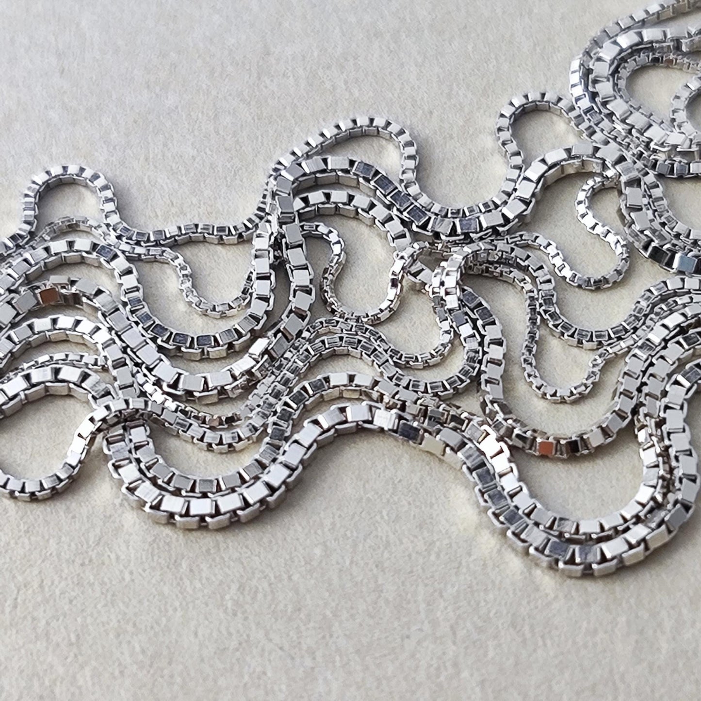 Dainty 925 Sterling Silver Blank Box Chain for Jewelry Making, Thin Finished Necklace Chain Bulk, Tarnish Resistant Artisan Supplies