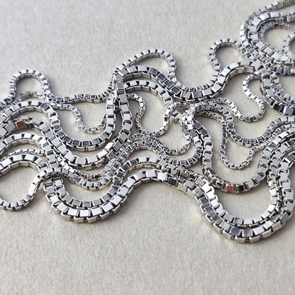 Dainty 925 Sterling Silver Blank Box Chain for Jewelry Making, Thin Finished Necklace Chain Bulk, Tarnish Resistant Artisan Supplies